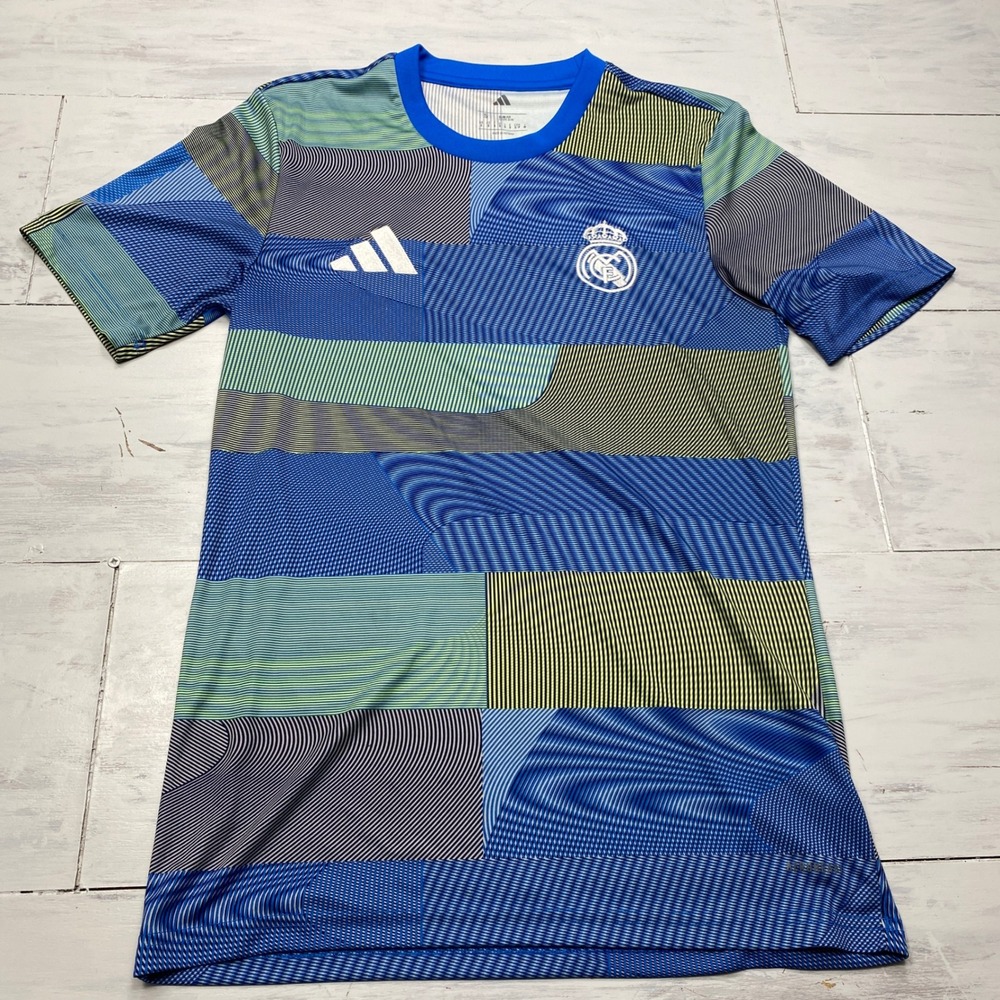 Adidas Real Madrid Pre-Match Training Jersey Mens Small Blue AEROREADY Soccer
